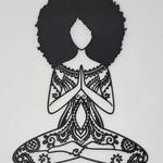 namaste afro girl metal wall art laser cut metal sign yoga room decor gift for women 0