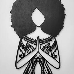 namaste afro girl metal wall art laser cut metal sign yoga room decor gift for women 1