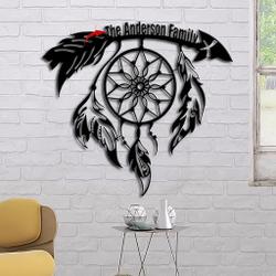 native american dream catcher metal art personalized family name signs home decor 1