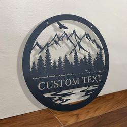 nature mountain forest hill and trees cabin custom metal signs 2