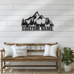 nature mountain forest metal art personalized metal name sign hiking decor camper decoration 3