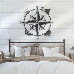 nautical compass metal sign coordinates sign compass rose decoration camper hiker climber gifts home decor housewarming birthday gifts 1