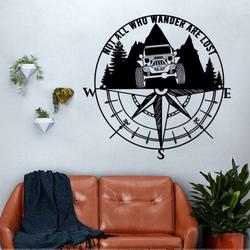 not all who wander are lost quote with jeep compass metal sign camping sign jeep driver gifts man cave decor gifts for men 1