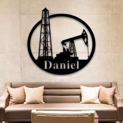 oil field hanger oil rig derrickhand personalized metal sign 2