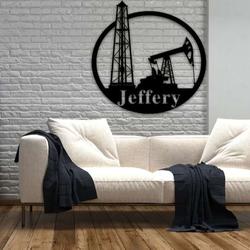 oil field hanger oil rig derrickhand personalized metal sign 3