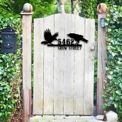 old crow ranch customized address sign crow metal sign power coated laser cut 1