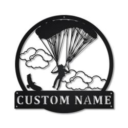 Parachuting Skydiving Metal Wall Art Personalized Metal Name Signs Home Decor Sport Lovers Gifts