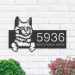 peeking turkis angora cat address sign house number plaque custom metal signs 0