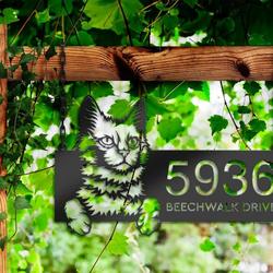 peeking turkis angora cat address sign house number plaque custom metal signs 2