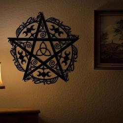 pentegram triple moon metal wall art laser cut metal sign gothic satan symbol art decor 1