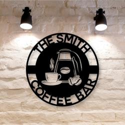personaized coffee bar signs last name sign kitchen decoration 1