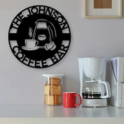 personaized coffee bar signs last name sign kitchen decoration 2
