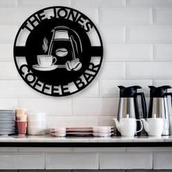 personaized coffee bar signs last name sign kitchen decoration 3