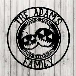 Personalied Trick Or Treat Halloween Metal Wall Art Custom Family Name Welcome Sign