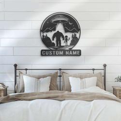 personalize bigfoot ailen ufo metal sign sasquatch name sign bigfoot sign home decor birthday gift 1