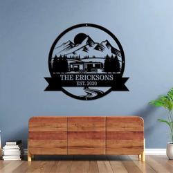personalized 5th wheel camper with mountain scenery camper decor custom metal sign 3
