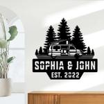 personalized adventure travel bus mountain scene camping custom metal sign 0