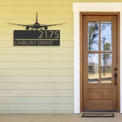 personalized airplane aircraft pilot address sign house number plaque custom metal sign 1