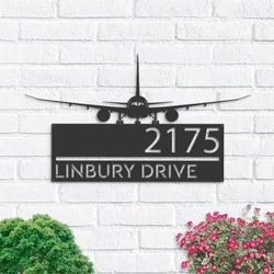 personalized airplane aircraft pilot address sign house number plaque custom metal sign 2