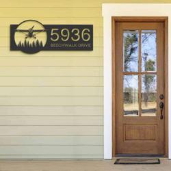 personalized airplane pilot address sign house number plaque custom metal sign 1