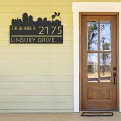 personalized albuquerque city skyline metal address sign house number plaque realtor closing gift custom metal sign 1