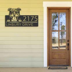 personalized american bully dog cute puppy address sign house number plaque custom metal sign 2