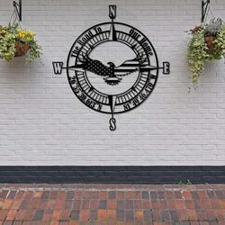 personalized american eagle sign compass independence day veteran day patriotic decor custom metal sign housewarming gift wedding gift 5