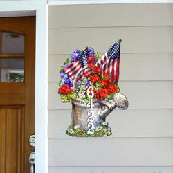 personalized american flag and summer bouquet address sign independence day veteran day patriotic decor custom metal sign 1