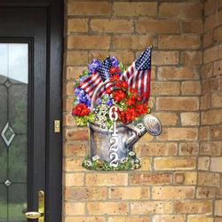 personalized american flag and summer bouquet address sign independence day veteran day patriotic decor custom metal sign 2