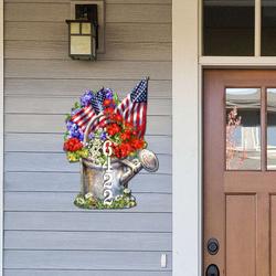 personalized american flag and summer bouquet address sign independence day veteran day patriotic decor custom metal sign 3