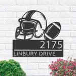 personalized american football helmet sport address sign house number plaque custom metal sign 0