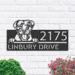 personalized american pitbull dog cute puppy address sign house number plaque custom metal sign 0