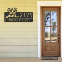 personalized american pitbull dog cute puppy address sign house number plaque custom metal sign 1
