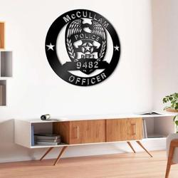personalized american police officer sign police badge independence day veteran day patriotic decor custom metal sign 1