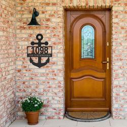 personalized anchor address sign beach house decor nautical coastal seaside beach ocean wave naval marine boat house number plaque custom metal sign 3