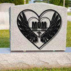 personalized angel wings cross memorial sign sympathy gift loss of mother granny custom metal sign 3