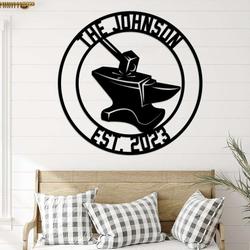 personalized anvil hammer blacksmith custom metal sign 2