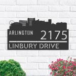 personalized arlington city skyline metal address sign house number plaque realtor closing gift custom metal sign 0