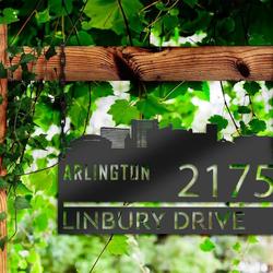 personalized arlington city skyline metal address sign house number plaque realtor closing gift custom metal sign 2