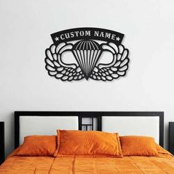 personalized army airborne sign parachutist badge independence day veteran day patriotic decor custom metal sign 1