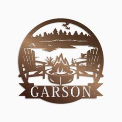 personalized around the campfire firepit patio decor custom metal sign 4