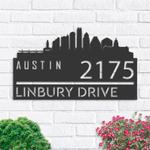 personalized austin city skyline metal address sign house number plaque realtor closing gift custom metal sign 0