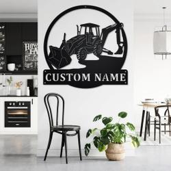 personalized backhoe truck metal name sign home decor gift for truck drivers 2