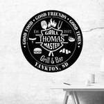 personalized backyard bar and grill sign grill master metal sign bbq sign kitchen decor 0