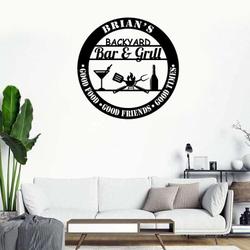 personalized backyard bar and grill sign kitchen bbq outdoor sign home bar pub sign tiki bar decor 2
