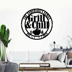 personalized backyard bar and grill sign patio metal sign bbq outside decor grill and chill sign bbq gifts 1