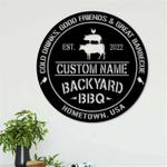 personalized backyard bbq metal address sign backyard bar decor farmhouse decor grill and chill sign 0
