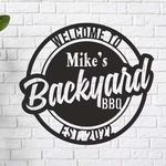 personalized backyard bbq metal sign backyard bar decor tiki bar sign welcome sign home outdoor backyard decor housewarming gift 0