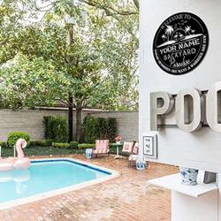 personalized backyard sign outdoor decor metal sign for backyard patio garden flamingo palm trees sign housewarming gifts 5