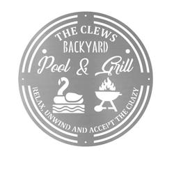 personalized bar and grill metal sign pool and grill pool bar signs bbq gifts signs for backyard swimming pool pool oasis patio decor grilling housewarming gift 1
